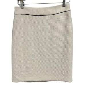 White House Black Market Cream Knee-Length Pencil Skirt